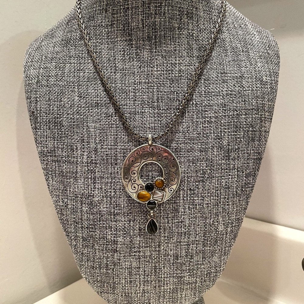 Vintage Brighton Silvertone Statement Necklace